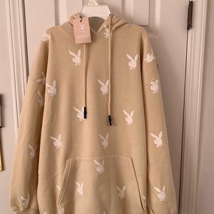 BRAND NEW playboy tan oversized hoodie ;)